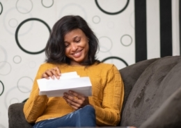 direct mail ideas woman in the coach opening mail